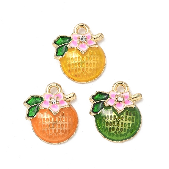 Подвески из эмали и сплава, золотой свет, без кадмия, без никеля и без свинца, стойки покрытие, фрукты с цветочным очарованием