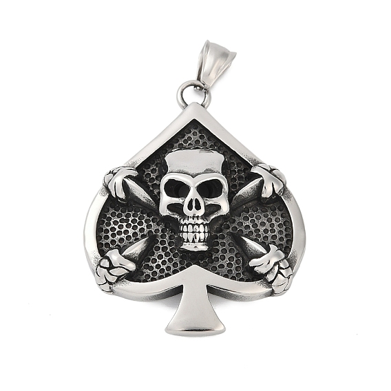 316 большие подвески из хирургической нержавеющей стали, туз пик с черепом