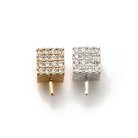 Латунный микро-паве кубический цирконий, за половину пробурено бисера, без кадмия, без никеля и без свинца, кубические