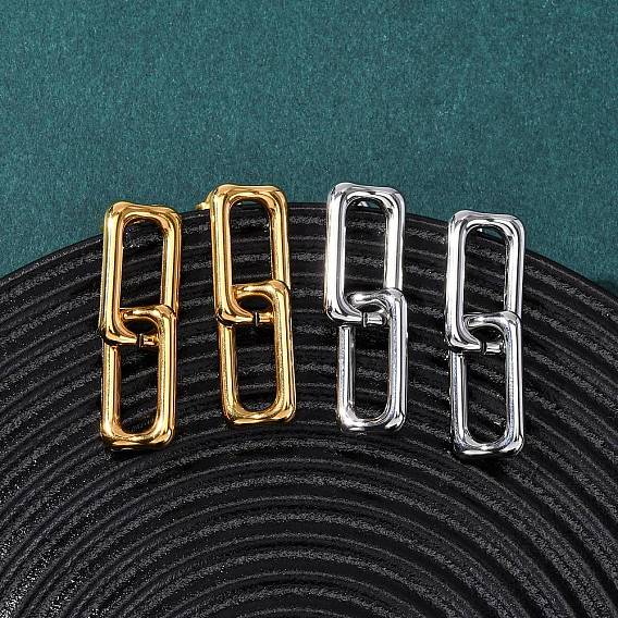 304 полые прямоугольные серьги-гвоздики из нержавеющей стали, ионное покрытие (ip)