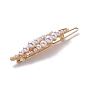 Alloy Hair Bobby Pins, with Imitation Pearl Beads, Leaf