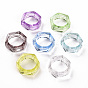 Transparent Acrylic Finger Rings, Grooved Hexagon Rings