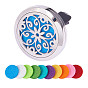 BENECREAT 316 Stainless Steel Car Diffuser Locket Clips, with Perfume Pad and Magnetic Clasps, Flat Round with Flower