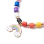 Rainbow Alloy Enamel Pendant Necklaces for Women, Handmade Polymer Clay Bead Necklace