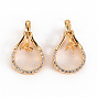 Brass Micro Pave Clear Cubic Zirconia Peg Bails Pendants, for Half Drilled Bead, Nickel Free, Teardrop