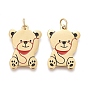 316 Surgical Stainless Steel Enamel Pendants, Little Bear Shape, Red & Black