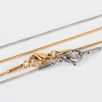 Ion Plating(IP) 304 Stainless Steel Snake Chain Necklace Making, with Lobster Claw Clasps, 17.7 inch (450mm)