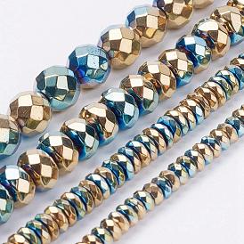 Electroplate Non-Magnetic Synthetic Hematite Beads Strands, Faceted, Mixed Shapes