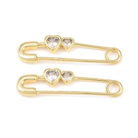 Латунные микро проложить кубического циркония подвески, скрепка с подвесками в виде сердечек, долговечный, стойки покрытие, без свинца и без кадмия