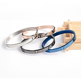 304 Stainless Steel Bangles, Lord's Prayer Cross