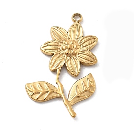 304 подвески из нержавеющей стали, цветочный шарм, ионное покрытие (ip)