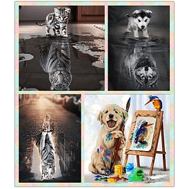 Наборы для рисования алмазов с рисунком кошки/собаки, сделай сам, тема для домашних животных, включая стразы из смолы, алмазная липкая ручка, поднос тарелка и клей глина