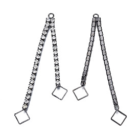 Cadena de diamantes de imitación de pavé de latón con grandes colgantes de rombos, sin cadmio y níque y plomo