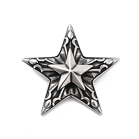 Retro 304 Stainless Steel Pendants, Star Charms