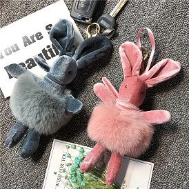 Cute Plush Bunny Keychain for Women - Creative Doll Car Keychain Bag Pendant.