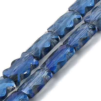 Стеклянные бусины с гальваническим покрытием , прямоугольные, полный Rianbow покрытием, граненые