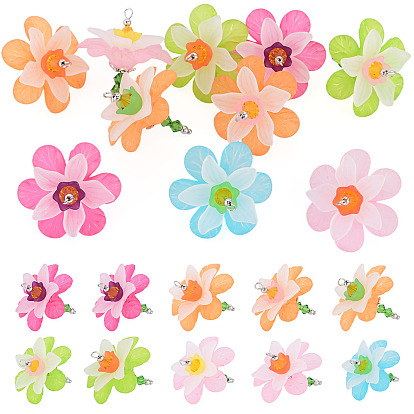 Акриловые подвески, , со стеклом и сплавом в тибетском стиле