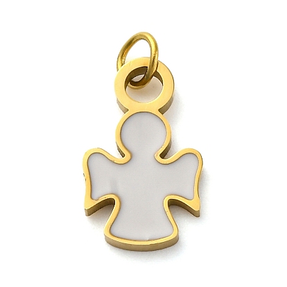 304 из нержавеющей стали шармы эмали, с целью перехода в кольце, ангельские прелести, ионное покрытие (ip), реальный 18 k позолоченный