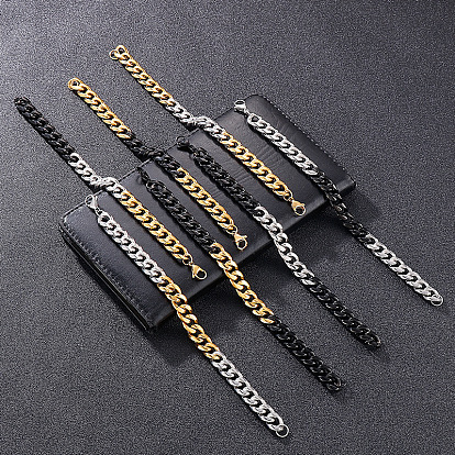 Двухцветные 304 браслеты из нержавеющей стали с кубинским плетением для мужчин