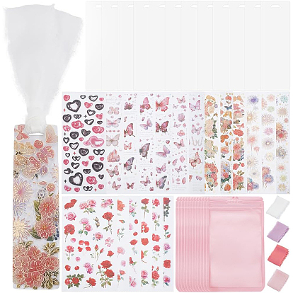 DIY Keychain Making Kit, Including Iron Split Key Rings, Acrylic Bookmarks, Plastic Picture Stickers, 304 Stainless Steel Jump Rings, Polyester Ribbon, Plastic Yin-Yang Resealable Bags