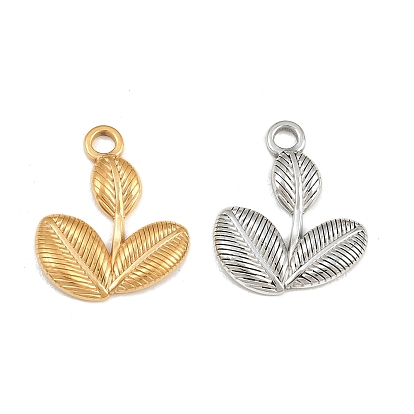 304 Stainless Steel Pendants, Leaf Charms