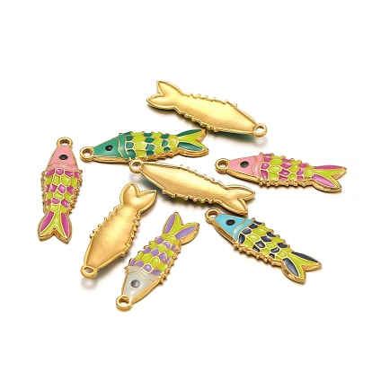 Шкентели нержавеющей стали, с эмалью, золотые, амулет из рыбы сардина