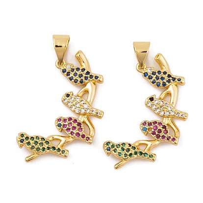 Micro cuivres ouvrent pendentifs zircone cubique, véritable oiseau plaqué or 14 carats sur breloques branche
