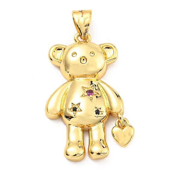 Стойка металлическая латунная микропрофилированная кубическая циркония подвески, без кадмия и без свинца, долговечный, реальный 18 k позолоченный, медведь