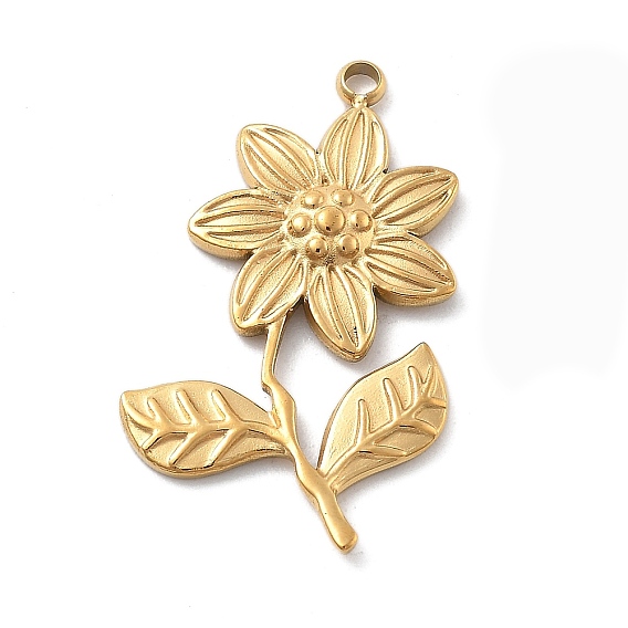 304 подвески из нержавеющей стали, цветочный шарм, ионное покрытие (ip)