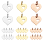 30 шт. 3 цвета 304 подвески из нержавеющей стали, Сердце с сердцем