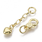 Brass Chain Extender, with Brass Lobster Claw Clasps,  Heart