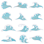 24Pcs 2 Bags Sea Wave Embroidery Sew On Patches, Cloth Appliques