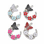 Pendentifs en alliage, avec l'émail, platine, papillon avec fleur