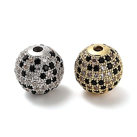 Латунные микро проложить кубического циркония бусы, круглые, стойки покрытие, долговечный, без свинца и без кадмия