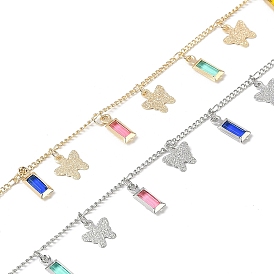 Цепи ручной работы из латуни и стекла, для ожерелья браслеты решений, долговечный, пайки, с катушкой, бабочка с прямоугольником