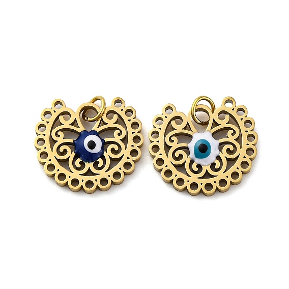 304 из нержавеющей стали шармы эмали, с целью перехода в кольце, амулеты от цветов и злых глаз, ионное покрытие (ip), реальный 18 k позолоченный