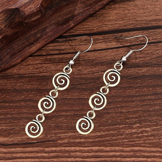 Серьги-подвески из сплава и железа, спираль