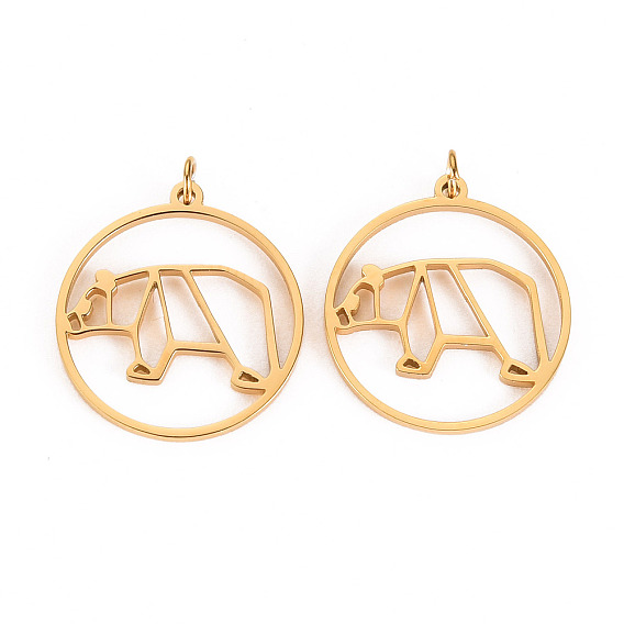 304 подвески из нержавеющей стали, с прыжковых колец, лазерная резка, кольцо с медведем