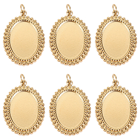 6шт 304 подвеска из нержавеющей стали с кабошоном, с прыжковых колец, овальные