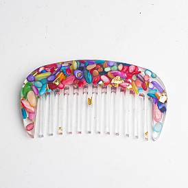 Resin Comb, with Natural Shell Chips inside for Women Girls