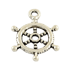 Тибетском стиле сплава шлем подвески, без кадмия и без свинца, 20x15x2 мм, Отверстие : 2 мм , около 810 шт / 1000 г