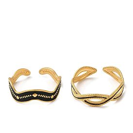 304 Stainless Steel with Enamel Open Cuff Bangles, Golden