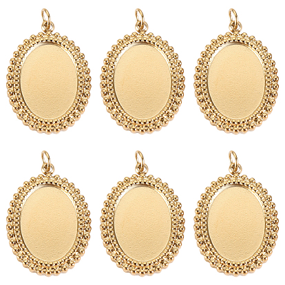 6шт 304 подвеска из нержавеющей стали с кабошоном, с прыжковых колец, овальные