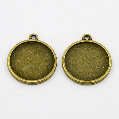 Настройки сплава кулон кабошоны тибетский стиль, без свинца и без кадмия, чашки безель с краями, плоско-круглые