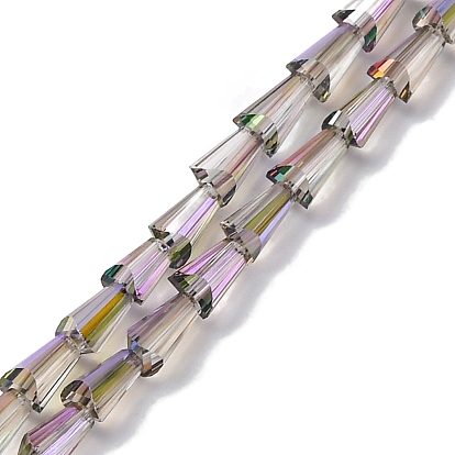 Прозрачные стеклянные бусины гальваническим пряди, нити конусных бусин, граненые