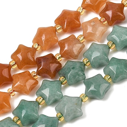 Естественно авантюрин бисер пряди, толстая звезда, с бисером