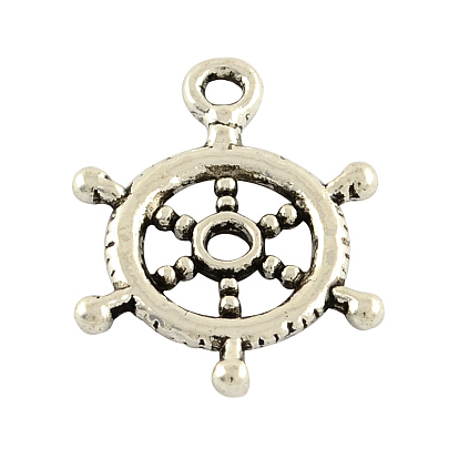 Тибетском стиле сплава шлем подвески, без кадмия и без свинца, 20x15x2 мм, Отверстие : 2 мм , около 810 шт / 1000 г