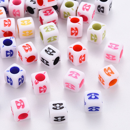 Craft Style Acrylic Beads, Cube with Telephone