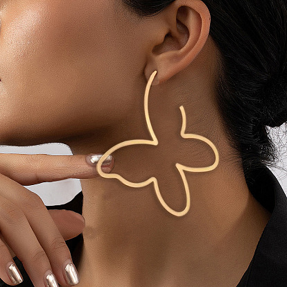 Полые серьги-гвоздики из сплава в форме бабочки, с железом