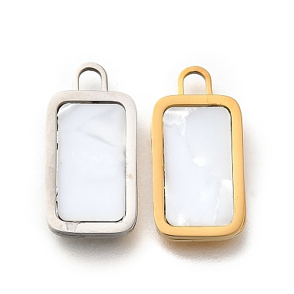 304 подвески из нержавеющей стали, прямоугольник амулеты, с пластиковой имитацией оболочки, ионное покрытие (ip)
